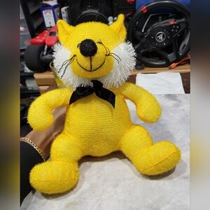 Fiesta Yellow Stuffed Animal Fox With White Beard & Black Bow Tie